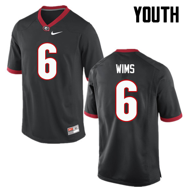 Youth Georgia Bulldogs #6 Javon Wims College Football Jerseys-Black